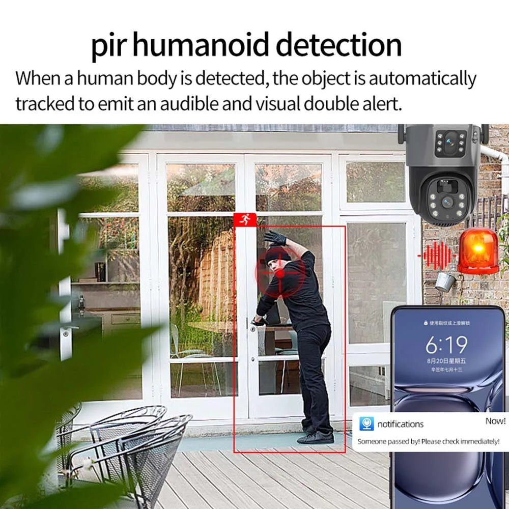 8MP 4K WiFi Solar Camera Outdoor Wireless CCTV Surveillance Camera With Solar Panel Dual Lens PTZ IP Cam Security Protection - Shoppiline