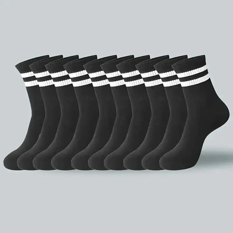 5/10/20 Pairs Neutral Solid Color Round Neck Socks Spring Summer Sweat Absorbing Breathable Comfortable All-season Sports Socks