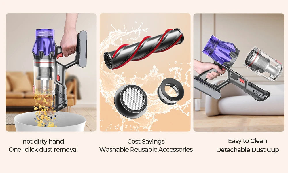 Laresar V7 500W 50000PA Suction Power Cordless Vacuum Cleaner Handheld smart Home appliance Removable Battery Dust Cup