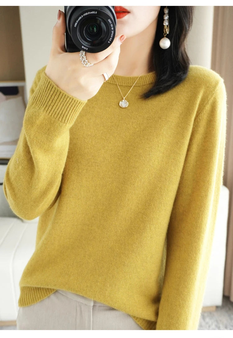 Women Sweater O-neck Autumn Winter BasicPullover Warm Casual Pulls Jumpers Korean FashionSpring Knitwear Bottoming Shirt 2026