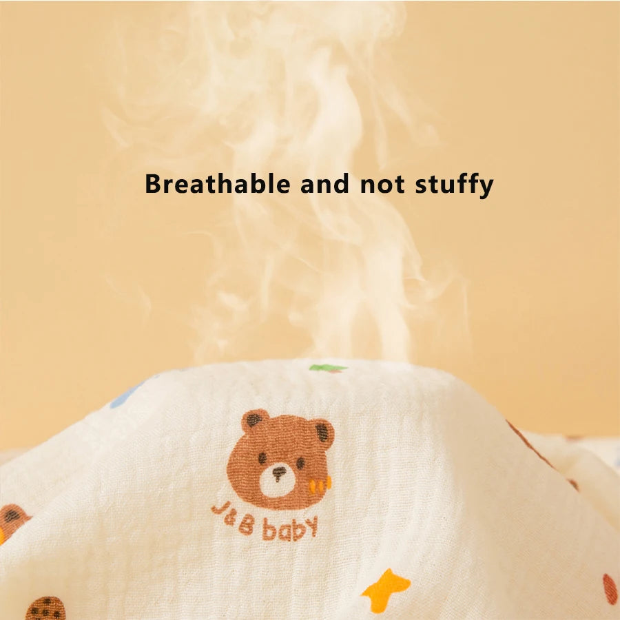 1 Piece of Baby Double-Layer Swaddle Blanket, Soft and Breathable, with Cute Patterns, Multifunctional Newborn Wrap Blanket, Baby Quilt, Baby Swaddle Sheet, Suitable for All Seasons