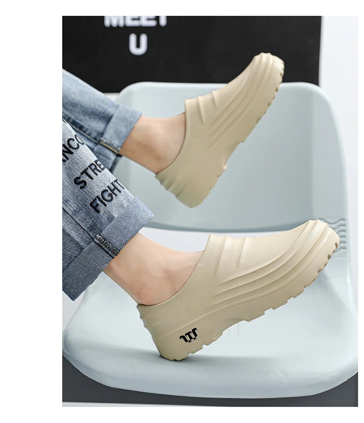 New Men's Anti-slip Chef Shoes Sandals For Men Working Shoes Waterproof Fashion Garden Shoes Clogs For Beach Slippers Size 36-48