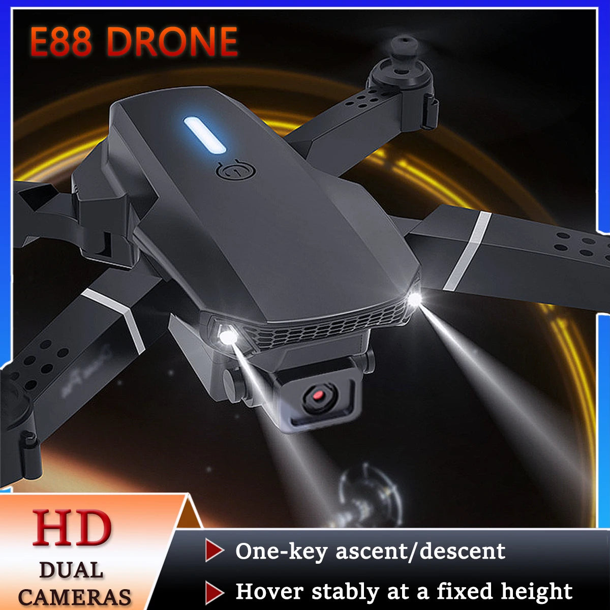E88 ProIntelligent Folding Drone Supports single/Dual Camera Switching 4KPicture Quality+Wide-angle Shooting WiFiDirect Real-Tim - Shoppiline