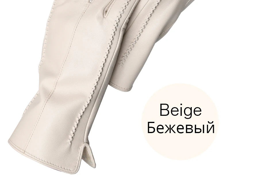 Women's sheepskin gloves winter warm plus velvet short thin touch screen driving color women's leather gloves good quality -2226
