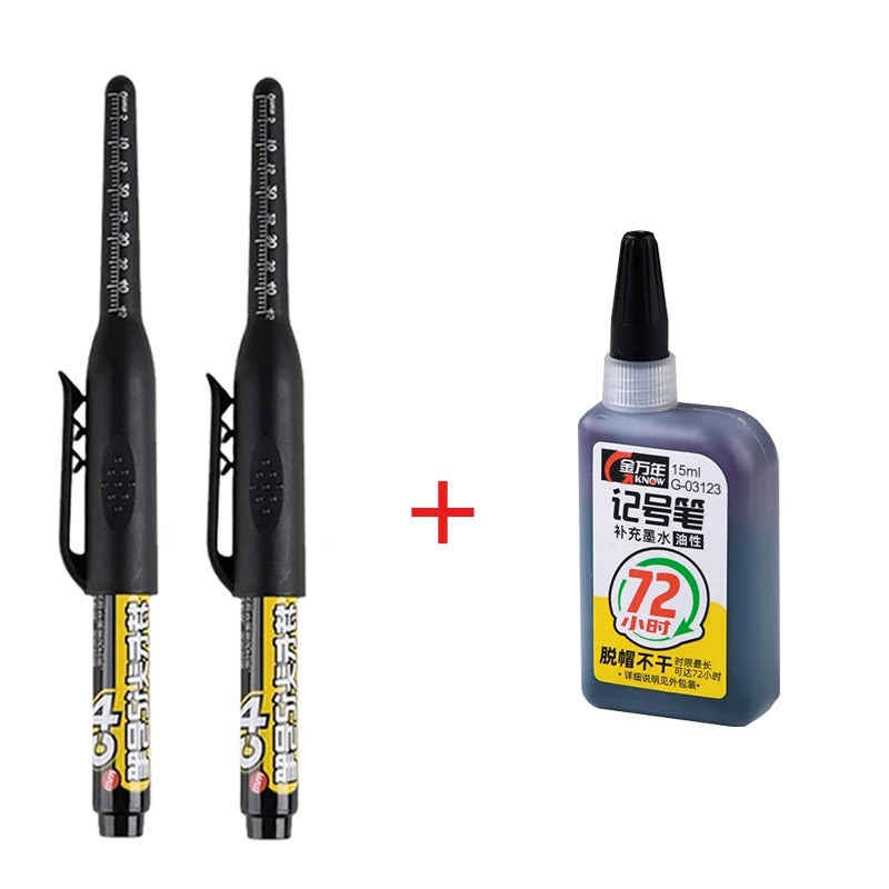 45mm Waterproof Long Head Nib Deep Hole Markers Pen Tile Carpenter Pen Multi-purpose for Woodworking Black/Blue/Red Ink