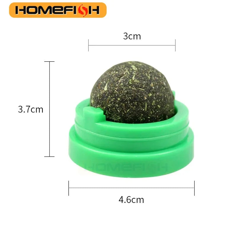HOMEFISH Natural Catnip Cat Wall Stick-on Ball Toy Scratchers Treats Healthy Removes Balls to Promote Digestion Cat Grass Snack