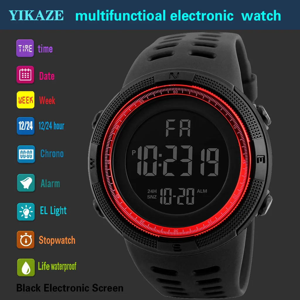 Elektronische Uhr für Herren, Militär-Sportuhren, leuchtende Multifunktions-LED-Digital-Armbanduhr für Männer, Kinder, Jungen, Studenten, Jugendliche