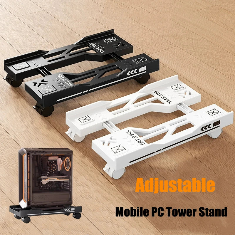 Mobile PC Tower Stand Adjustable Shelf Computer CPU Holder Telescopic Desktop Stand Computer Bracket Cart With Rolling Caster - Shoppiline