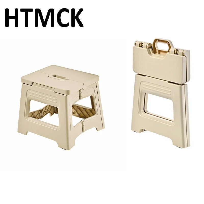 HTMCK New Folding Stool with Integrated Design, Lightweight & Thickened Structure, Portable for Home, Camping and Fishing