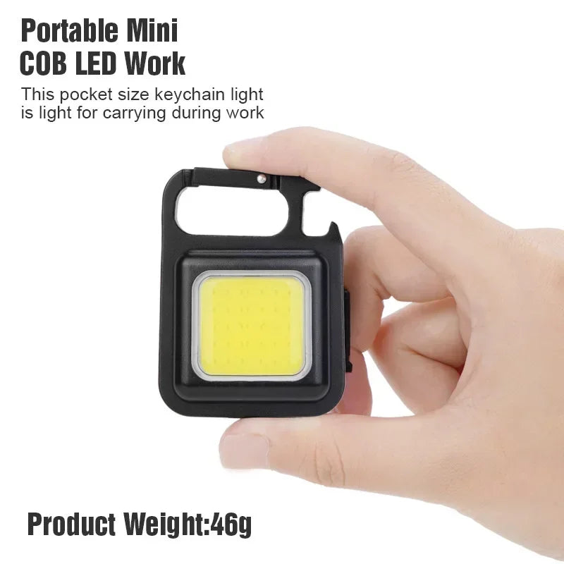Multi-Function COB Rechargeable Camping Light Keychain Portable High Bright Emergency Mini Light for Outdoor Activities