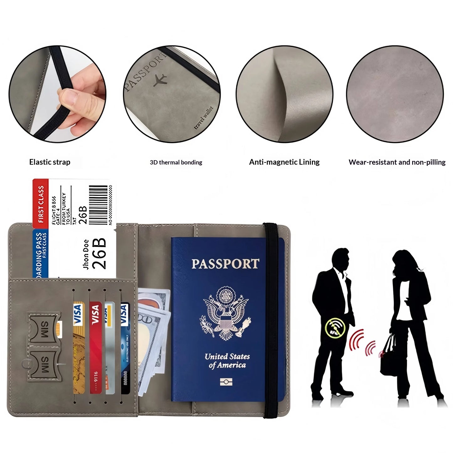 Homefish PU Leather Wallet Travel Passport Purse Card Male Travel Accessories Hand Carry Passport Business Cards Holder Wallet