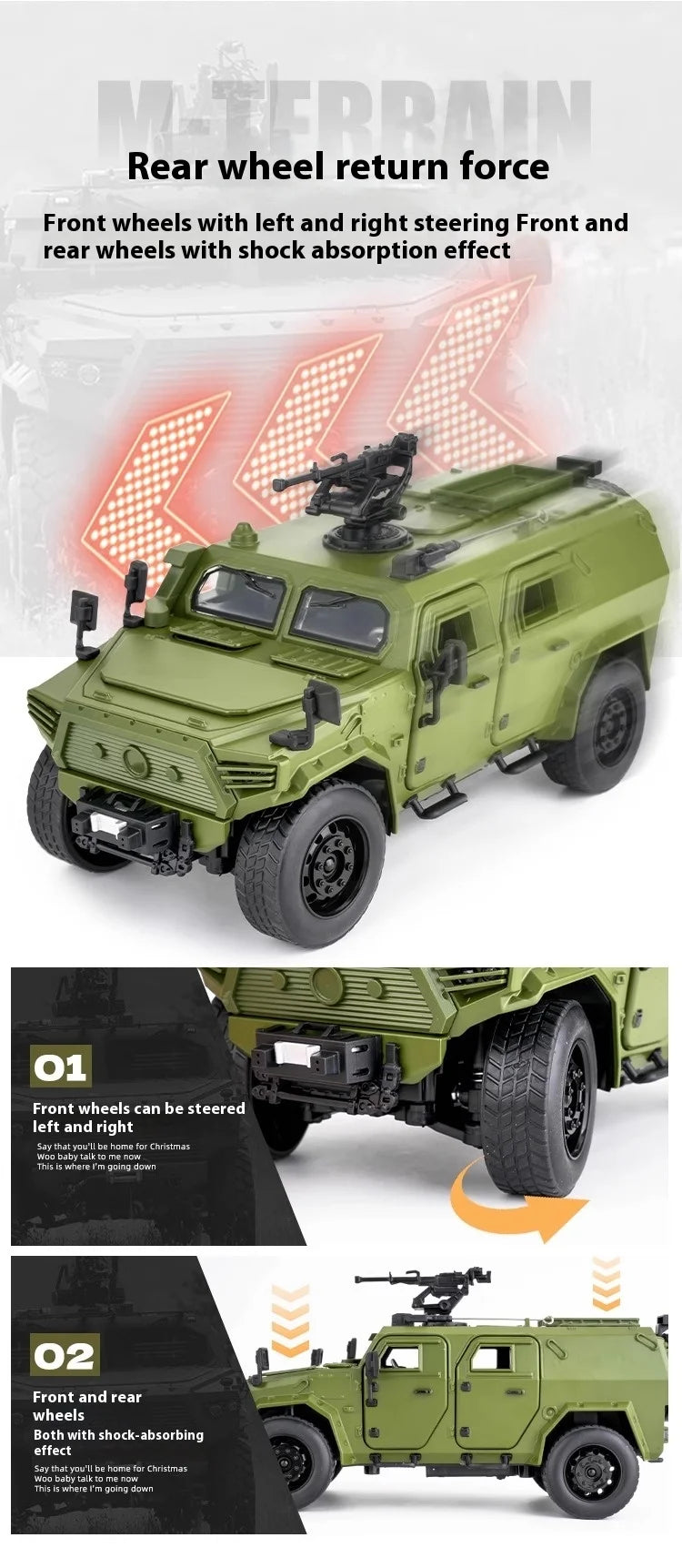 1:18 DongFeng Warrior Militärisches gepanzertes Fahrzeug Off Road ORV SUV Legierung Metall Diecast Modellauto Sound Licht Sammlung Große Geschenke