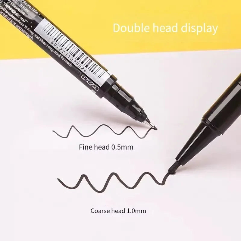 10Pcs Double-Tip Permanent Paint Marker Pens Black/Blue Ink for Plastic Wood Stone Metal Glass Doodling Marking Graffiti Art Set
