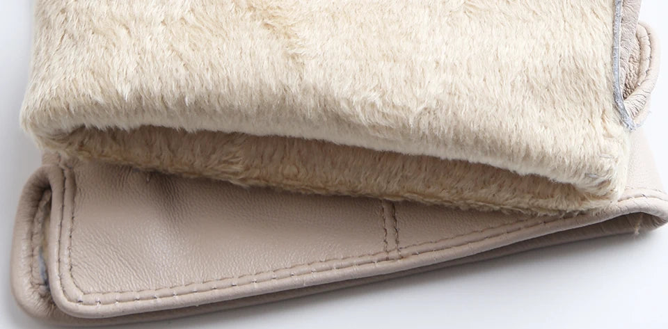 Women's sheepskin gloves winter warm plus velvet short thin touch screen driving color women's leather gloves good quality -2226