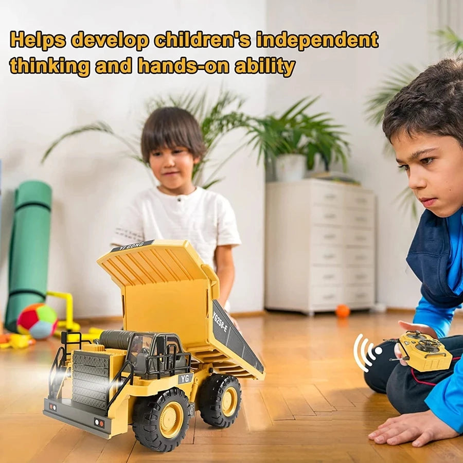 4WD Remote Control Excavator 4x4 Alloy Dump Truck Bulldozer Radio Model RC Car Construction Vehicle Toy Children Kids Gifts - Shoppiline