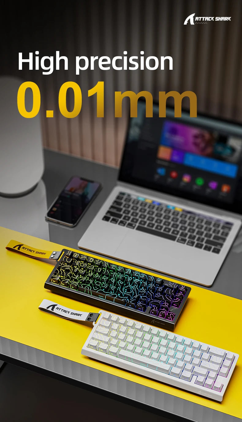 X68HE ATTACK SHARK X68PRO RGB Magnetic Mechanical Keyboard 0.01mm RT Accuracy 128K Rate 0.125ms and 8000Hz for E-sports
