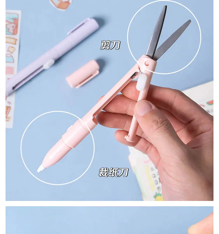 Multifunction Hand Account Cutting Folding Scissors Mini Engraving Knife Scissors Paper Trimming Utility Knife for Office School