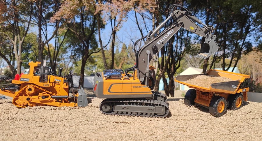 4WD Remote Control Excavator 4x4 Alloy Dump Truck Bulldozer Radio Model RC Car Construction Vehicle Toy Children Kids Gifts - Shoppiline
