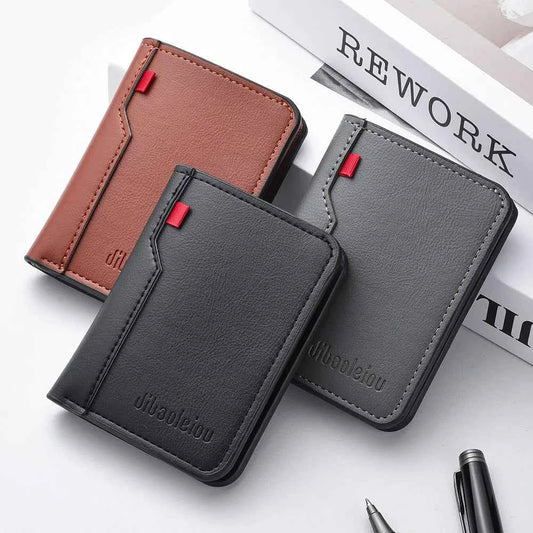 1Pc New Ultra-thin Mini Soft PU Leather Credit Card Wallet Holder Short Vertical High Quality Men's Wallet