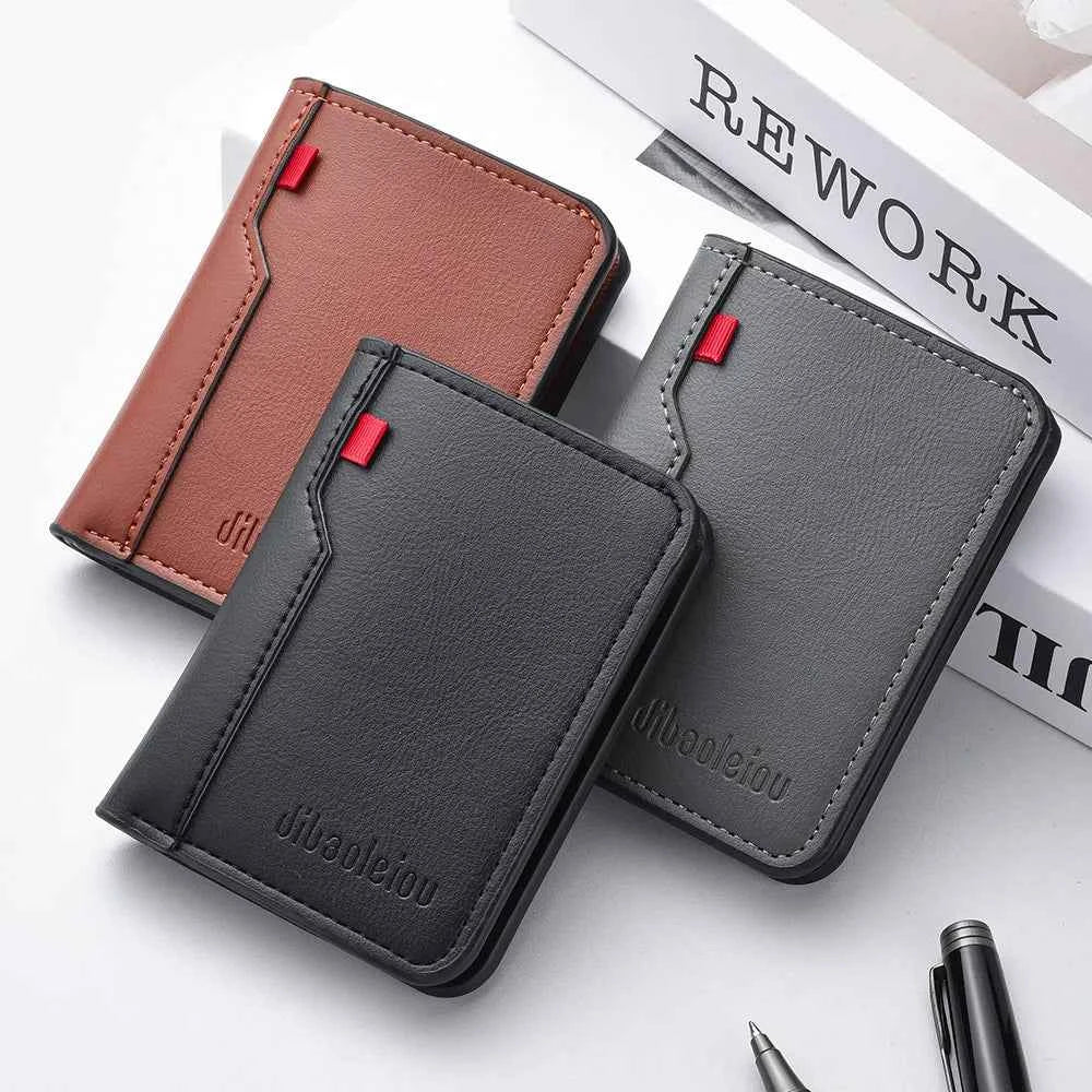 1Pc New Ultra-thin Mini Soft PU Leather Credit Card Wallet Holder Short Vertical High Quality Men's Wallet