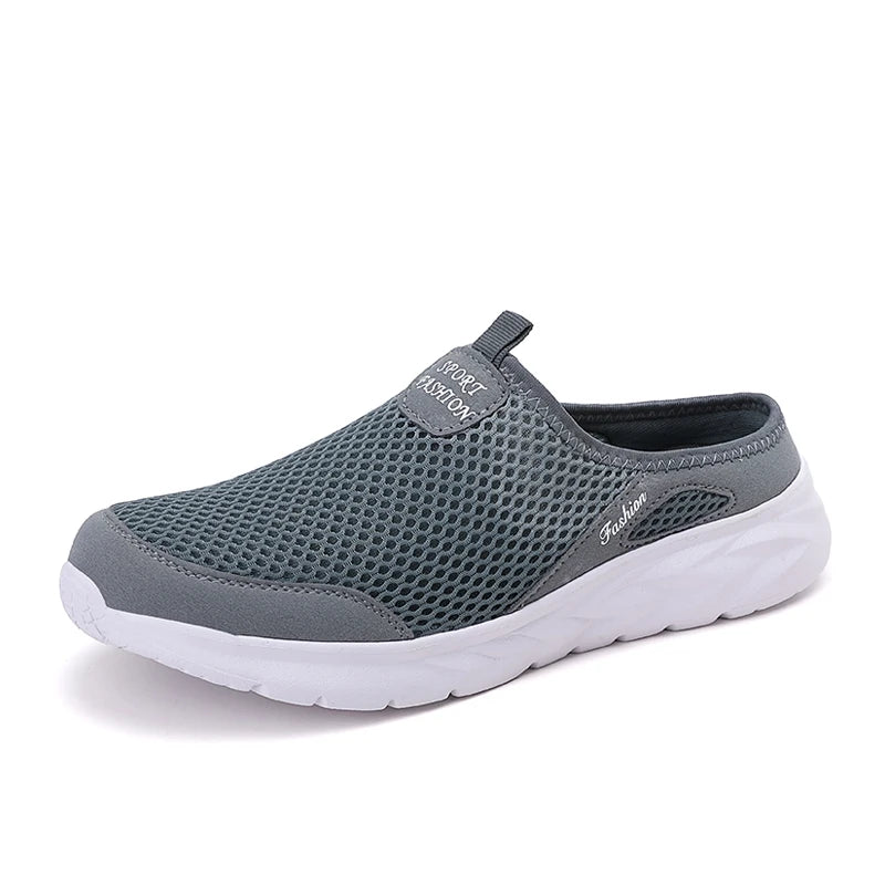 YRZL Mens Half Slippers Summer Breathable Mesh Mens Shoes Outdoor Casual Walking Shoes Large Flat Light Mesh Slippers Sandals - Shoppiline