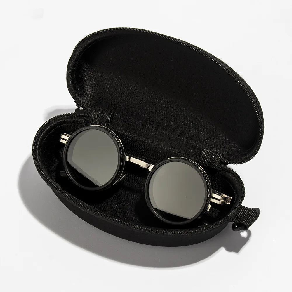 Polarized ND9 Adjustable Dimming Sun Glasses Men Women Round Sunglasses Retro Punk Men's Fishing Eyeglasses Outdoor Shades UV400
