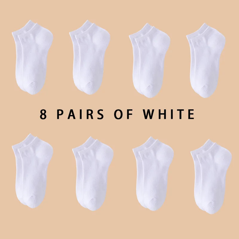 3/5/8 Pairs Women/Men Boat Socks Invisible Low Cut Silicone Non-slip Summer No-show Ankle Socks Solid Color Casual Breathable