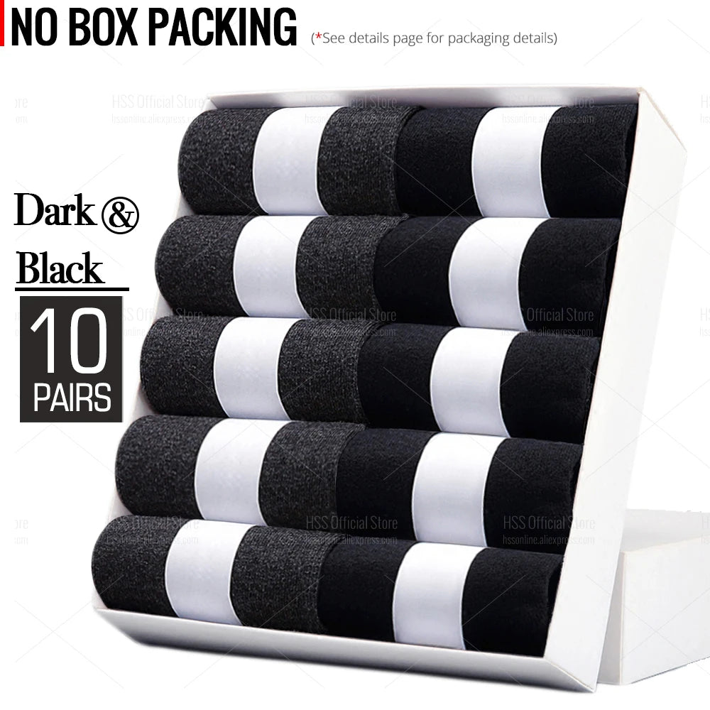 HSS Lot de 5/10 paires de chaussettes en mélange de coton pour hommes, noires, d'affaires, douces, respirantes, pour l'été et l'hiver, grande taille (6.5-14)