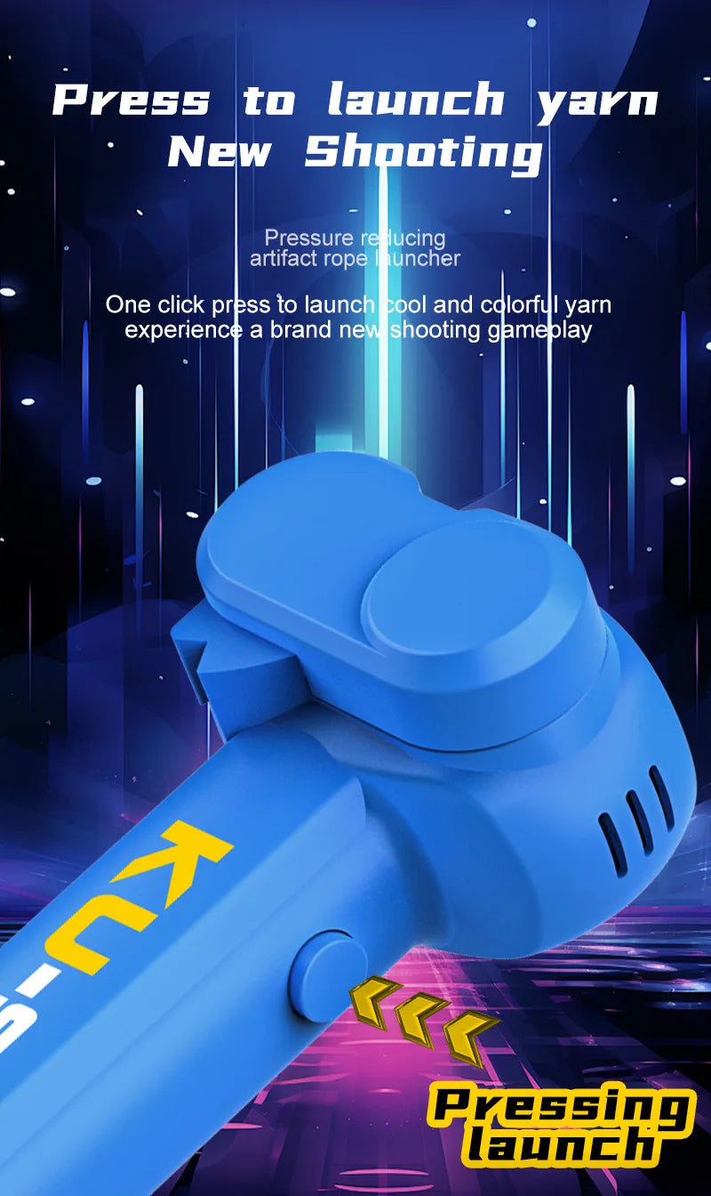 USB Rechargeable Glow String Launcher Toy Luminous Rope Shooter ABS Decompression Fidget Toy 3M Yarn for Kids Adults Party Gift
