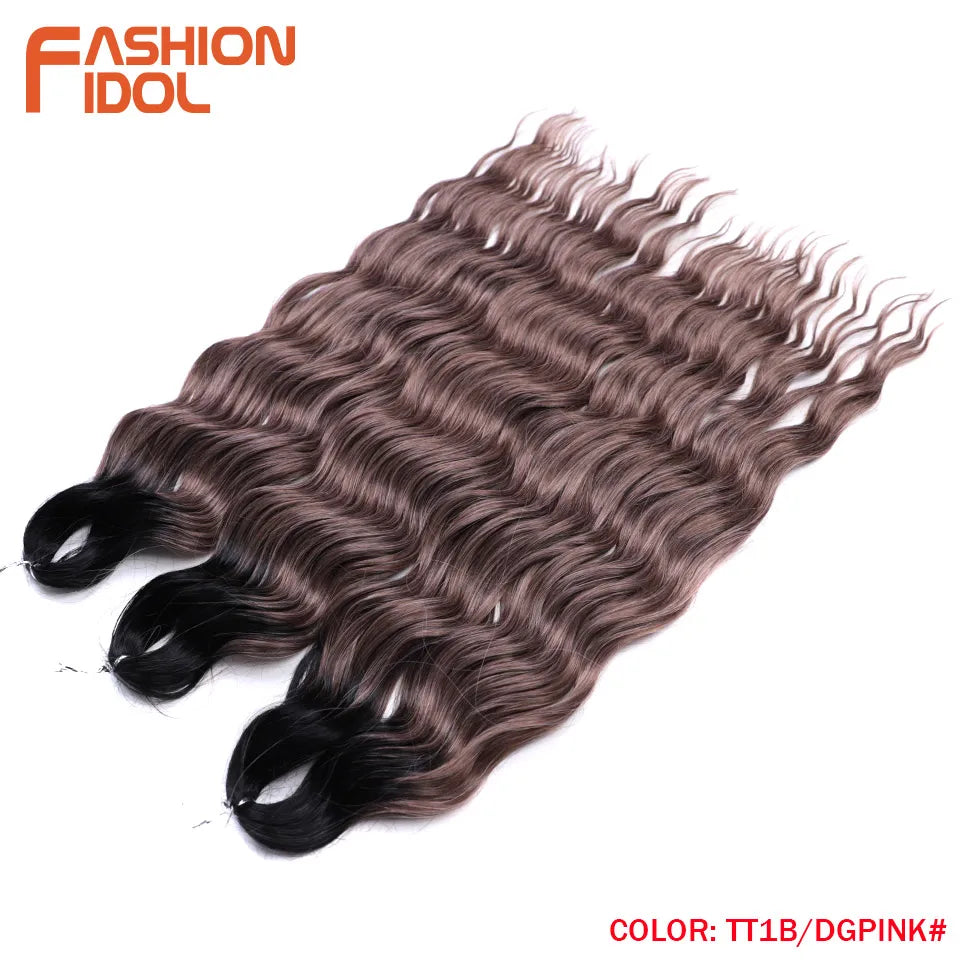 Anna Hair Extensions synthétiques de tresses Loose Deep Wave 24 pouces, cheveux tressés ondulés, cheveux bouclés torsadés au crochet Ombré Blond