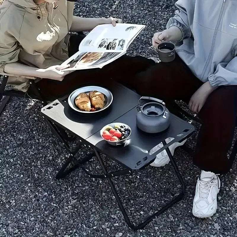 Portable Folding Camping Table,Stainless Steel Outdoor Dining Table,Compact Design for Camping,Beach, BBQ,and Hiking (Foldable)