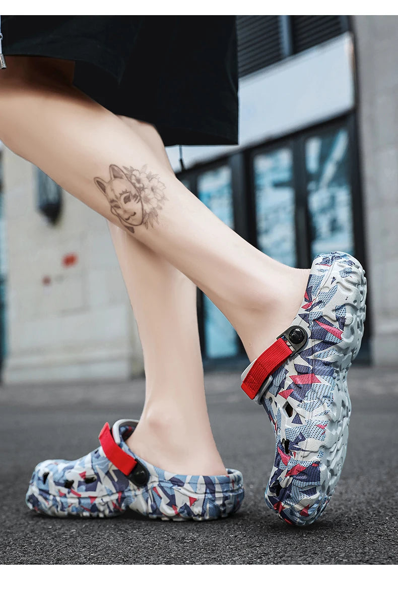 New Men's Clogs Slippers Sandal Male Garden Shoes Flat Camouflage Sandals Male Sneakers Outdoor Flip Flops Home Clogs - Shoppiline