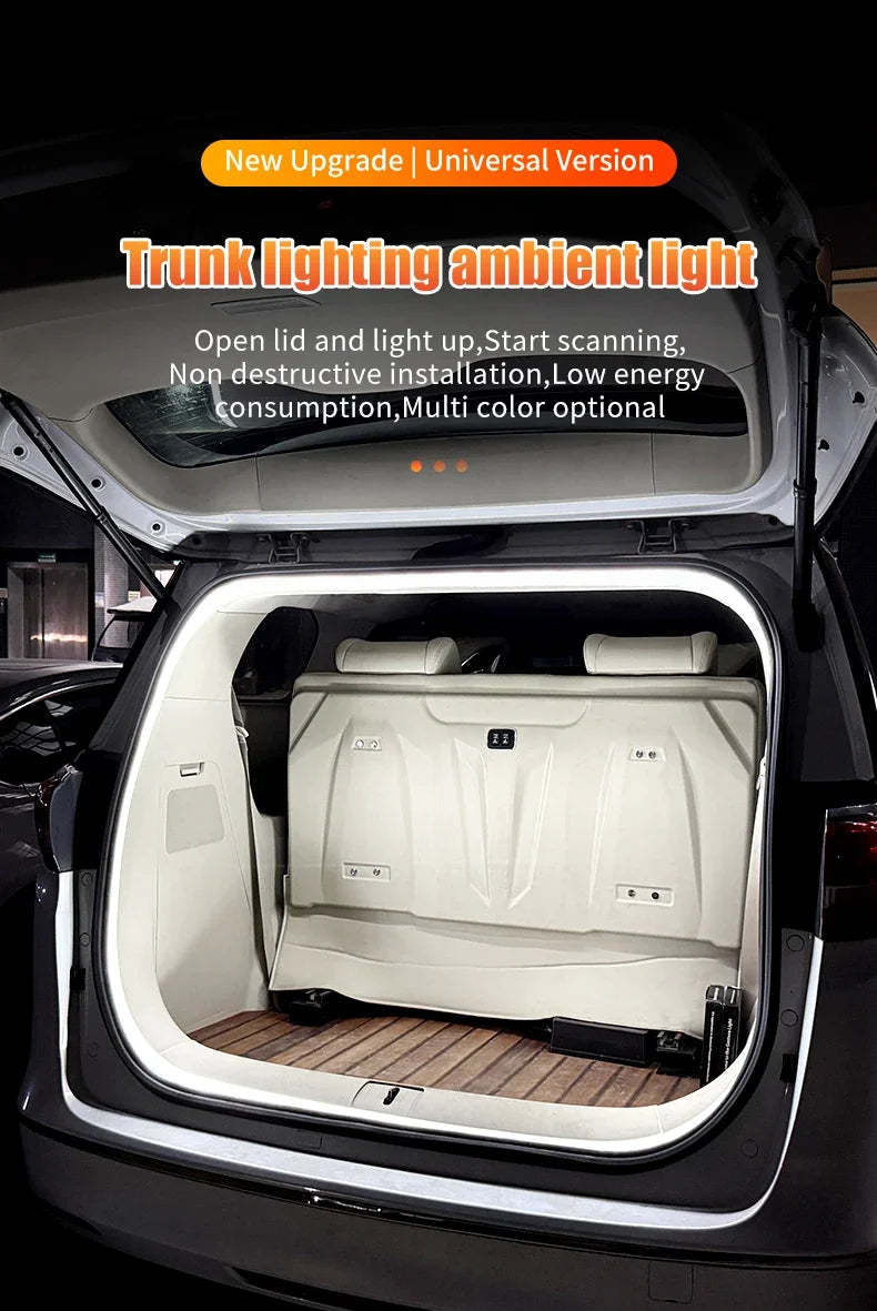 Car Trunk Led Light Strip 200cm/400cm Flexible PVC Decorative Light Strip Automatic Induction Atmosphere Lamp Universal for Suv