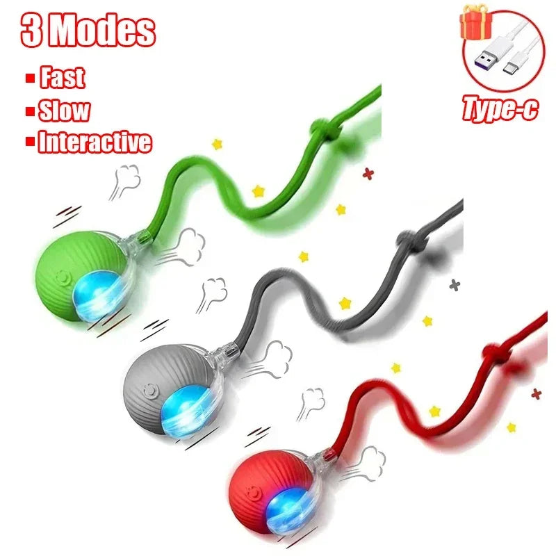 Rechargeable Automatic Rolling Ball Cat Toy – Fake Tail, Imitate Mouse, Electric Interactive for Cats & Dogs