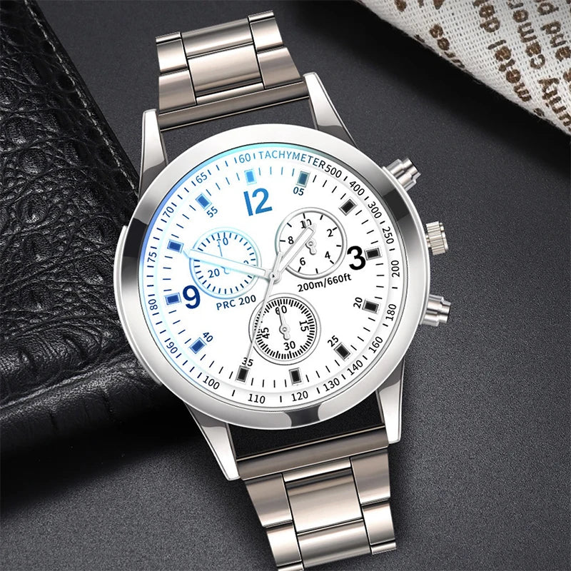 1/2PCS Herren Business-Uhren Mode Herren Stahlband Quarz-Uhr mit Armband (Box nicht enthalten)