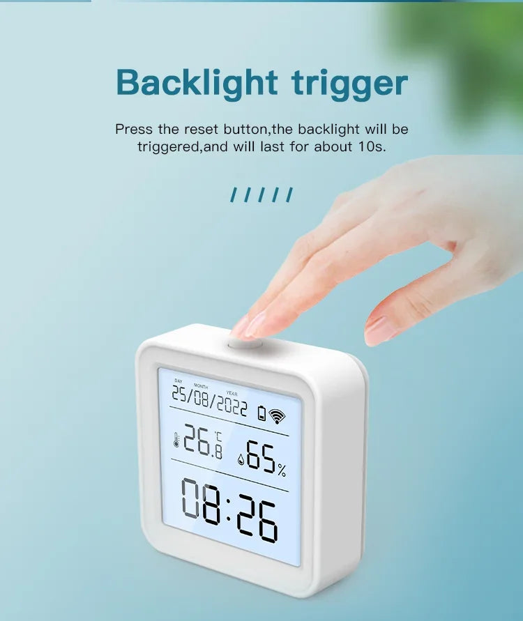Tuya Temperature and Humidity Sensor WiFi with Backlight Supported Hygrometer Thermometer Work With Yandex Alexa