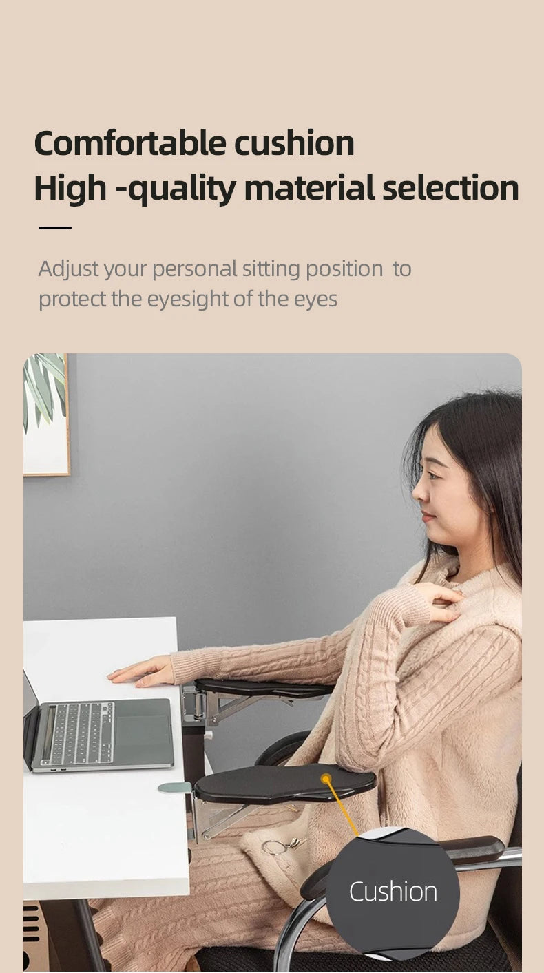 Computer Arm Rest For Desk Adjustable Ergonomic Wrist Rest Support For Keyboard Armrest Extender Rotating Mouse Pad Holder