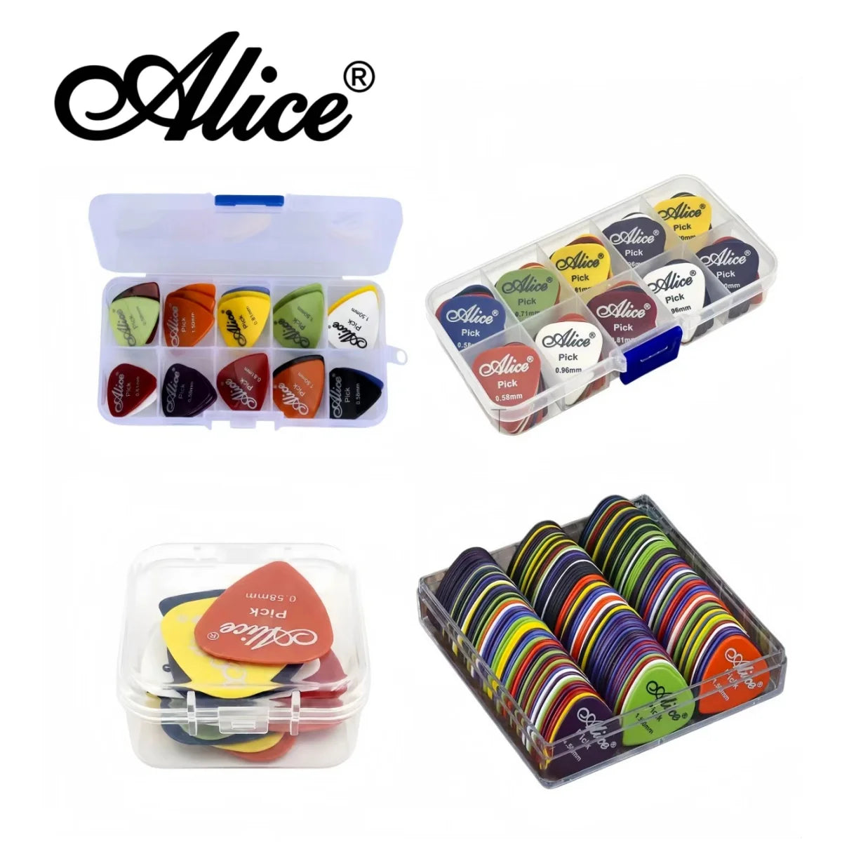 Alice 12/24/50/100 Pcs Mixed ABS Guitar Picks, Multicolor Premium Plastic Plectrum for Electric Guitar/Bass/Ukulele Accessories