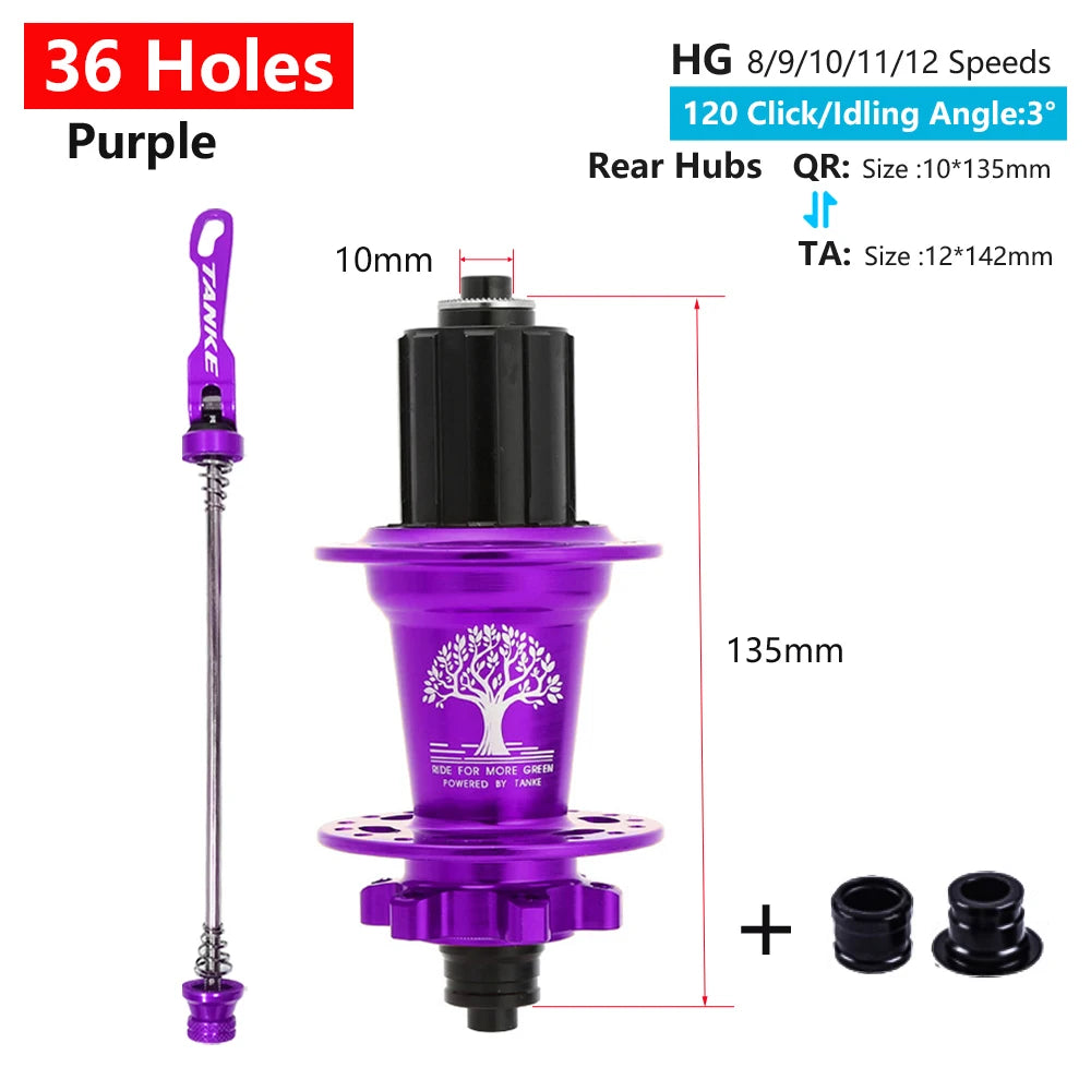 TANKE MTB 120 Click Hub 6 Bearing Bike Front Rear 28 32 36 Holes Disc Brake QR Bicycle mass thunder Noisy Cube 6 Pawl Hubs TH390