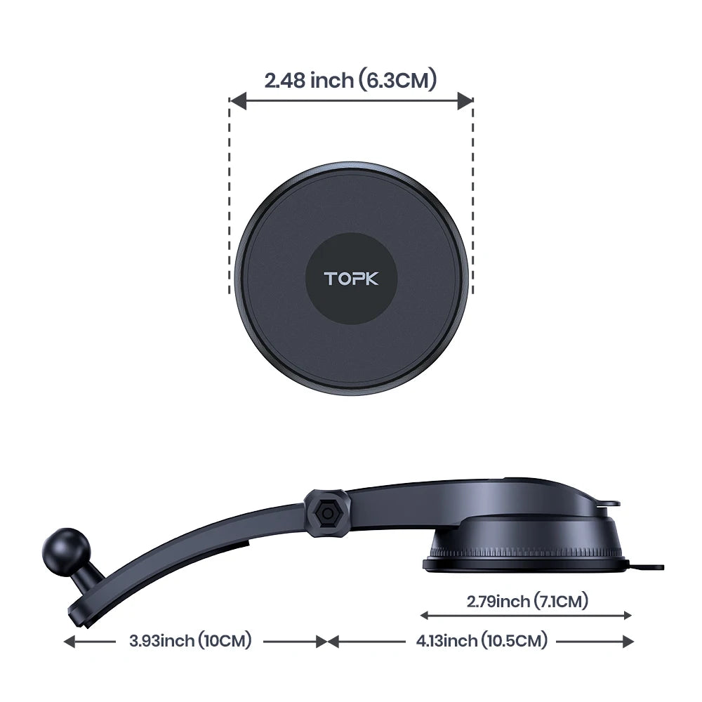 TOPK Universal Car Phone Holder Magnetic for Magsafe 360° Rotation Car Mount for Air Vent & Dashboard Windshield for All Phones - Shoppiline