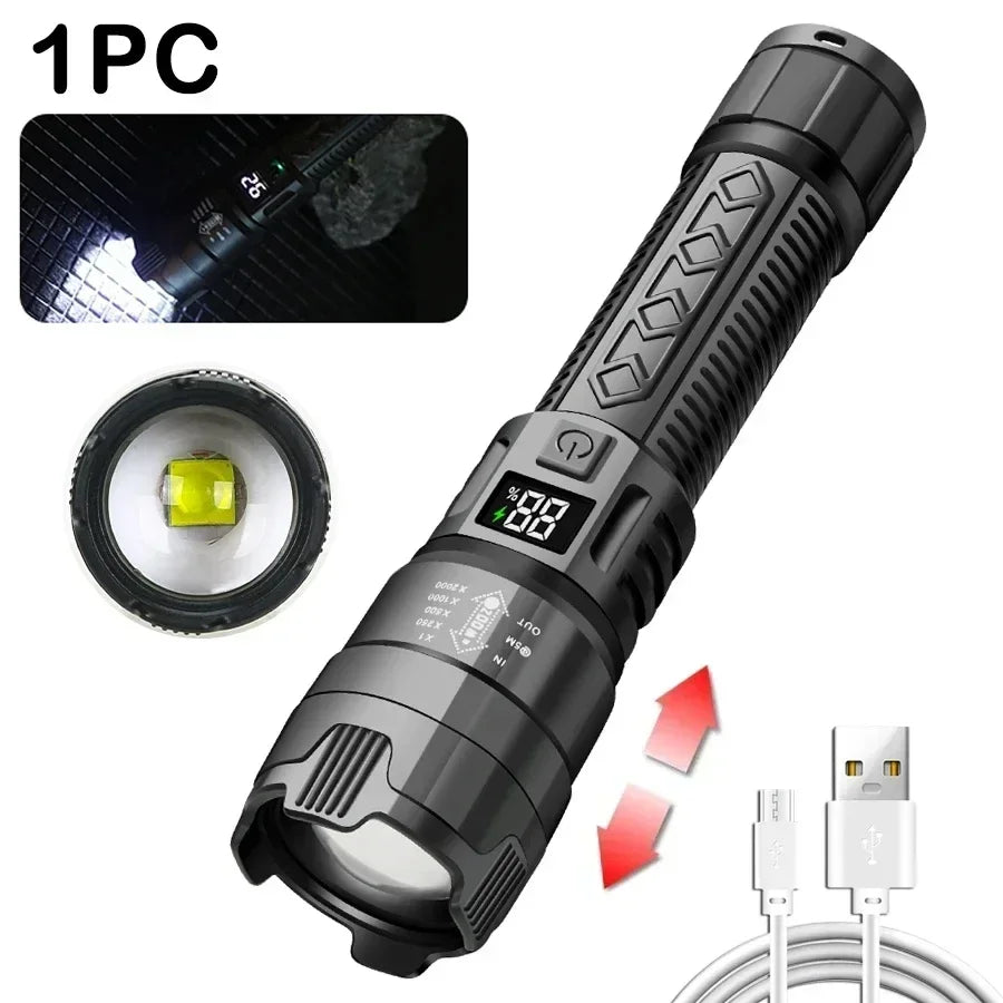 5 LED High Power Led Flashlights Rechargeable Camping Torch 5 Lighting Modes For Outdoor Camping Adventure Lamp with Side Light