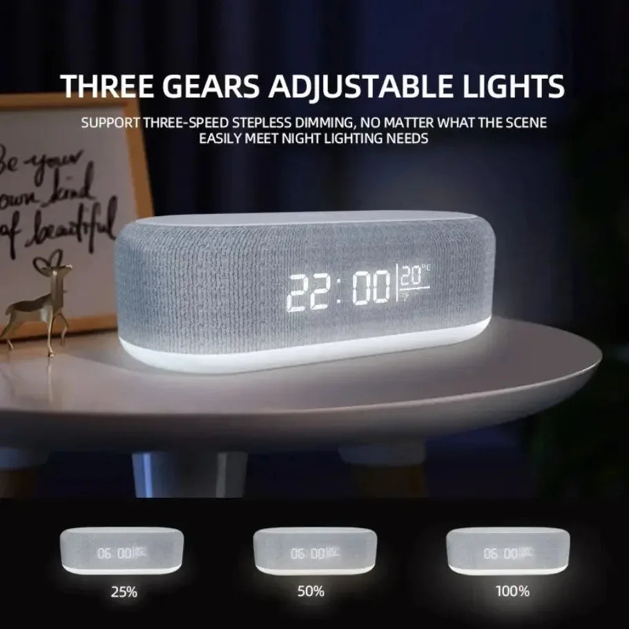 Alarm Clock Wireless Chargers Pad Phone Bedroom Lamp Night Light Desk Thermometer For iPhone 17 16 15 14 13 Fast Charging Dock - Shoppiline