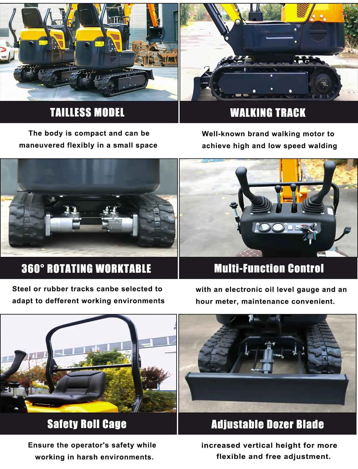 Excavator Mini  1.8 Ton Hydraulic Crawler Small Digger Micro Bagger for Farm Garden Construction  Multifunctional Free Shipping