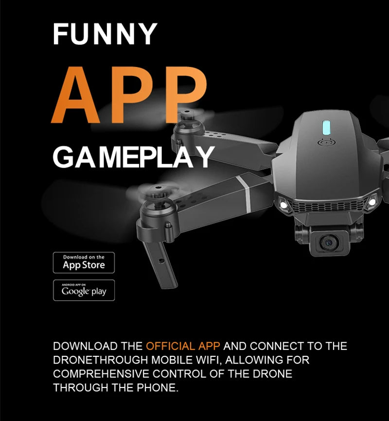 E88 ProIntelligent Folding Drone Supports single/Dual Camera Switching 4KPicture Quality+Wide-angle Shooting WiFiDirect Real-Tim - Shoppiline