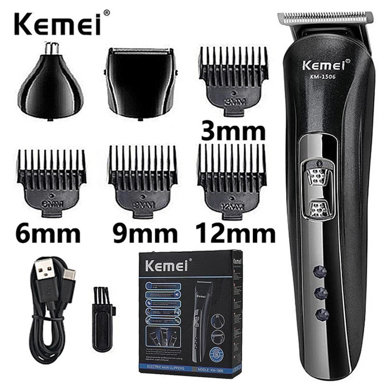 Kemei KM-1506 3 in 1 Electric Shaver USB Charging Hair Trimmer Electric Rechargeable Nose Professional Shaving Machine