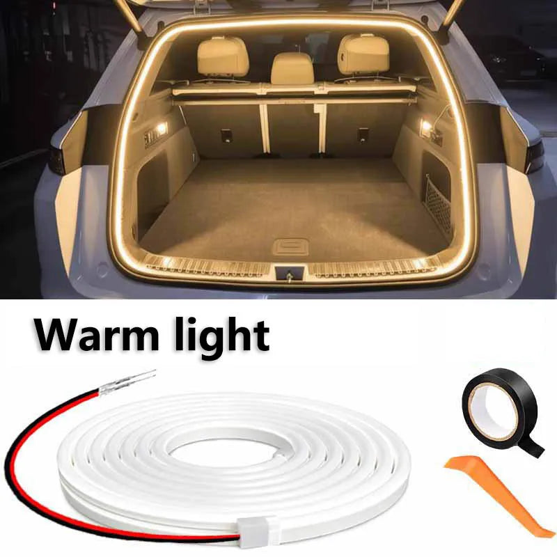 Car Trunk Led Light Strip 200cm/400cm Flexible PVC Decorative Light Strip Automatic Induction Atmosphere Lamp Universal for Suv