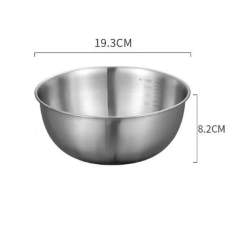 1-3 Stainless Steel Bowl Set with Scale for Cooking Baking Food Storage Large Capacity Mixing Bowls for Home Kitchen Essentials - Shoppiline