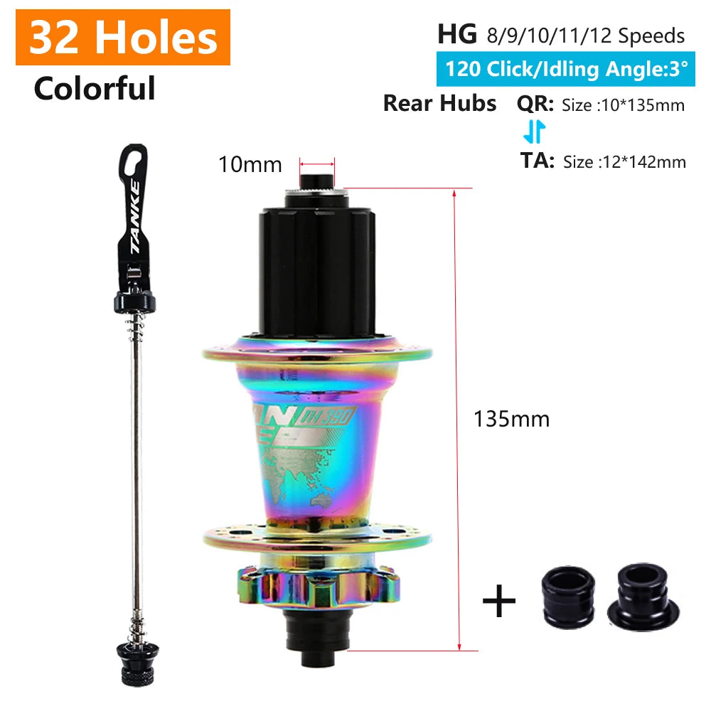 TANKE MTB 120 Click Hub 6 Bearing Bike Front Rear 28 32 36 Holes Disc Brake QR Bicycle mass thunder Noisy Cube 6 Pawl Hubs TH390