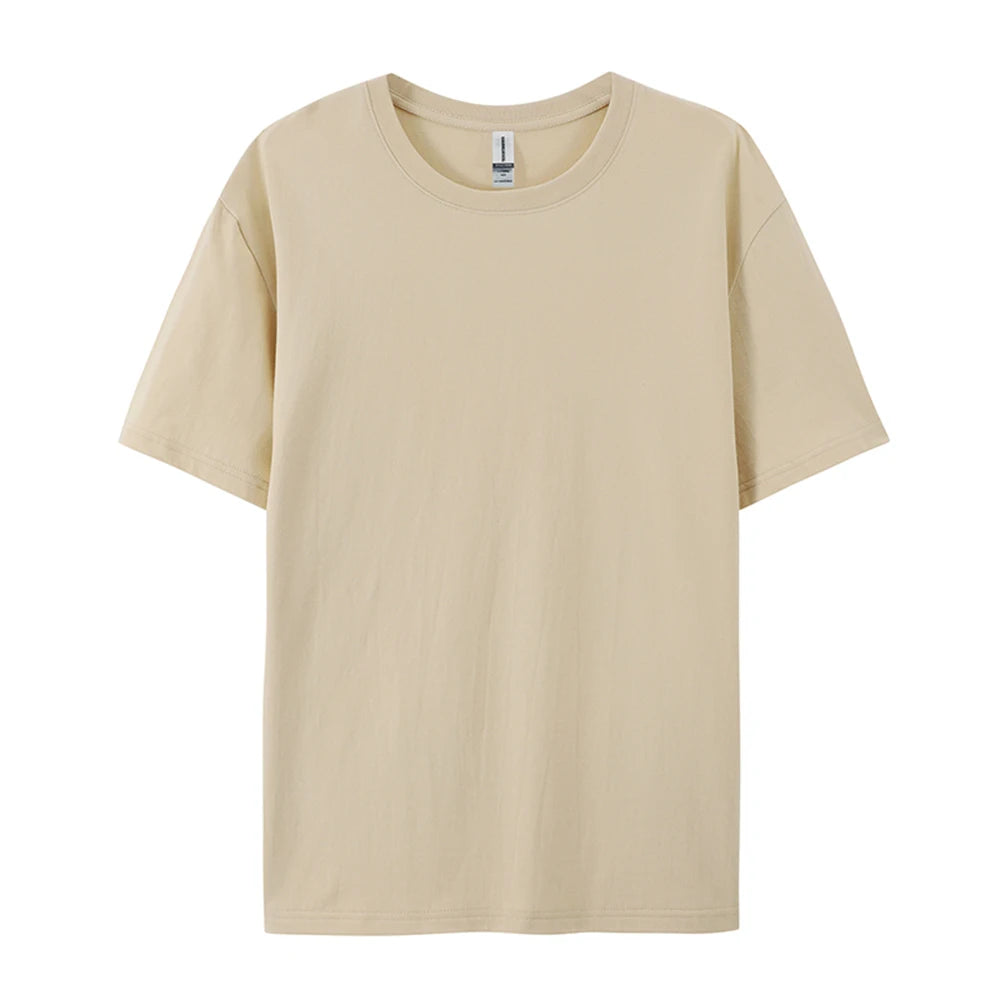 100% Cotton Solid Tshirts Men Woman Short Sleeve Fashion Brand Trend Casual Soft Clothing Tees Customized Products Summer Tops