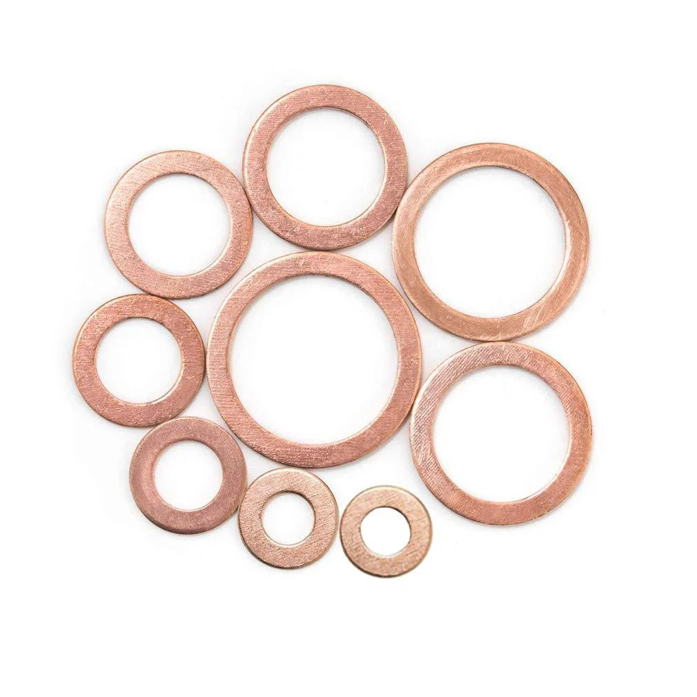Kupfer Unterlegscheiben Dichtung Schrauben-Set – Flachdichtring-Sortiment mit Box für Ölablassschrauben – M8/M10/M12/M14